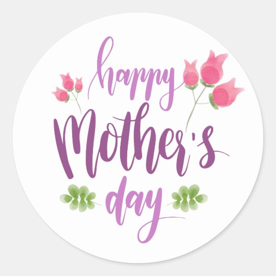 Simple Happy Mother's Day Floral | Sticker Seal | Zazzle.com