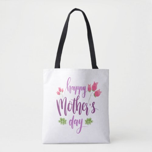 Simple Happy Mothers Day Floral  Tote Bag