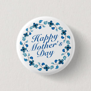Simple Happy Mother's Day Floral Wreath Button