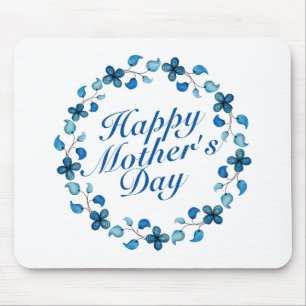 Simple Happy Mother's Day Floral Wreath Mousepad