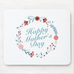 Simple Happy Mother's Day Floral Wreath Mousepad