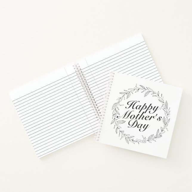 Simple Happy Mother's Day Floral Wreath Notebook (Inside)