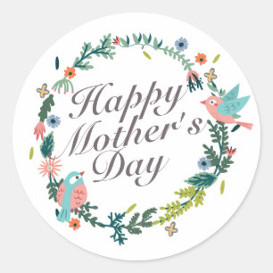 Simple Happy Mother's Day Floral Wreath Sticker
