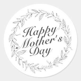 Simple Happy Mother's Day Floral Wreath Sticker
