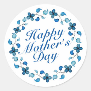Simple Happy Mother's Day Floral Wreath Sticker