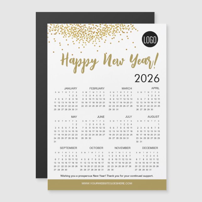 Simple Happy New Year 2026 Calendar Your Logo  (Front/Back)