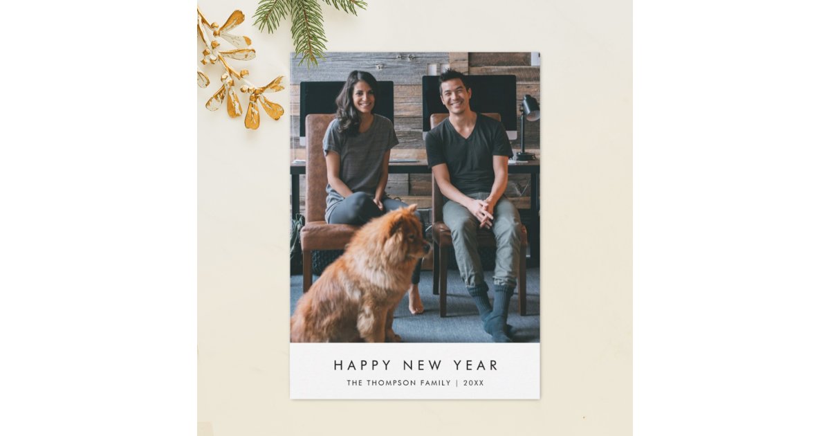 photo happy new year card design simple