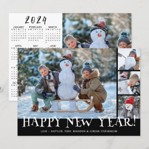 Simple Happy New Year Photo Collage 2024 Calendar  Holiday Card