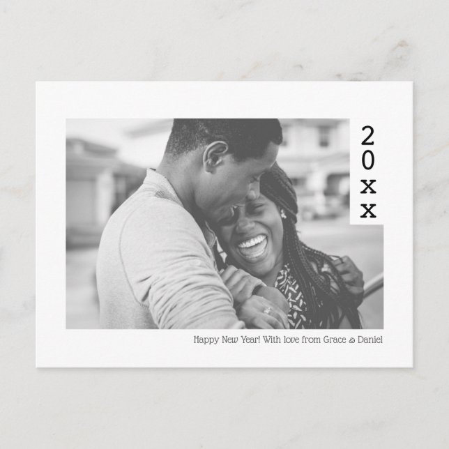 Simple Happy New Year Photo Personalized Postcard (Front)