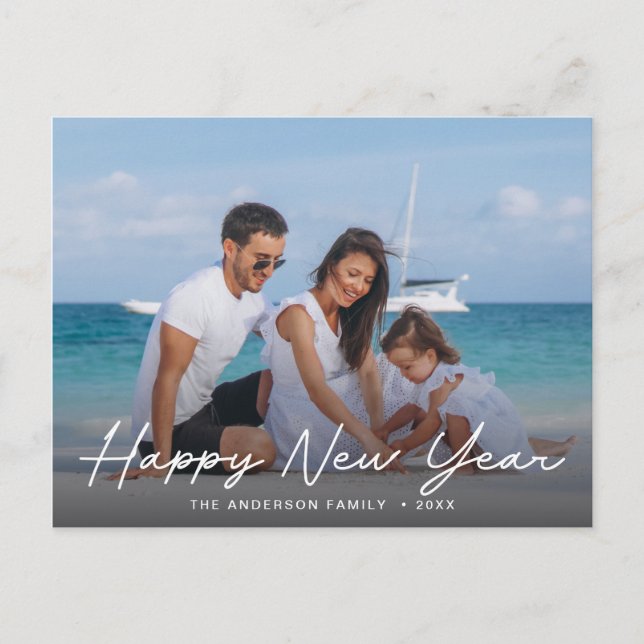 Simple Happy New Year's Photo Postcard (Front)