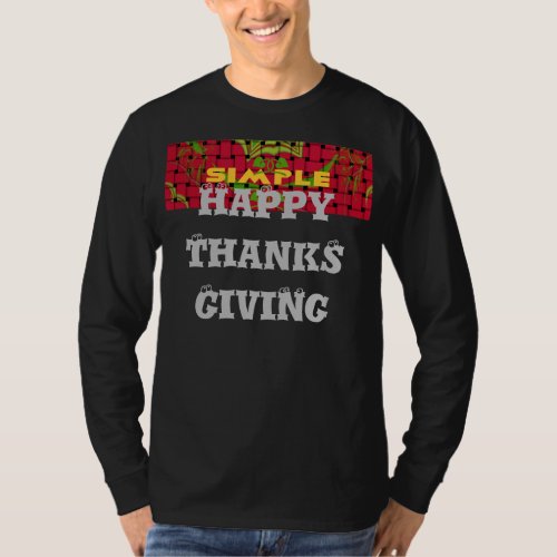 Simple Happy Thanksgiving Basic Dark T_Shirt