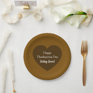 Simple Happy Thanksgiving Day Turkey Lover Brown Paper Plates