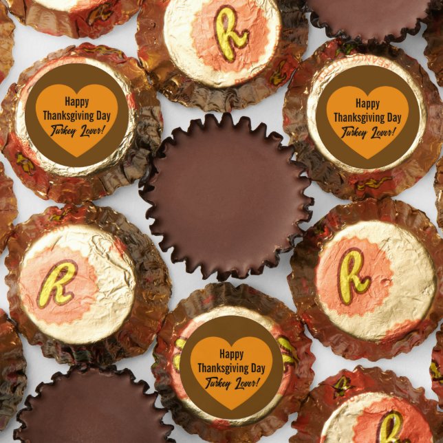 Simple Happy Thanksgiving Day Turkey Lover Orange Reese's Peanut Butter Cups (Assorted)