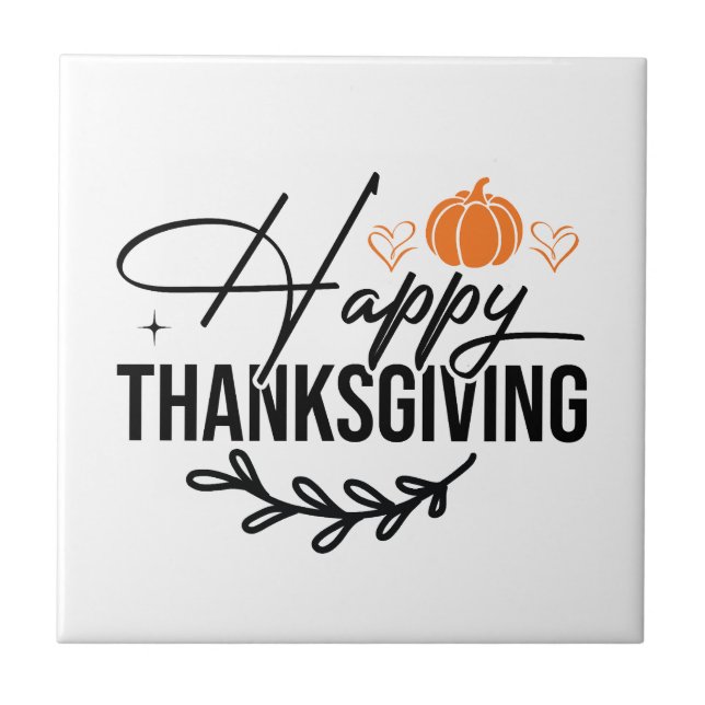 Simple Happy Thanksgiving Pumpkin  Ceramic Tile (Front)