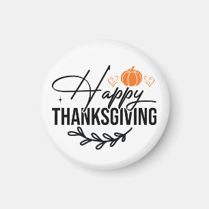 Simple Happy Thanksgiving Pumpkin Magnet