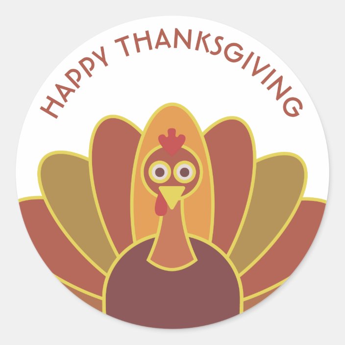 Simple Happy Thanksgiving Turkey Sticker