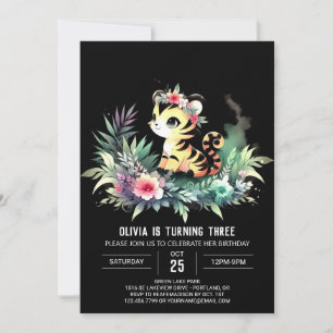 Simple Happy Tiger Birthday Invitation