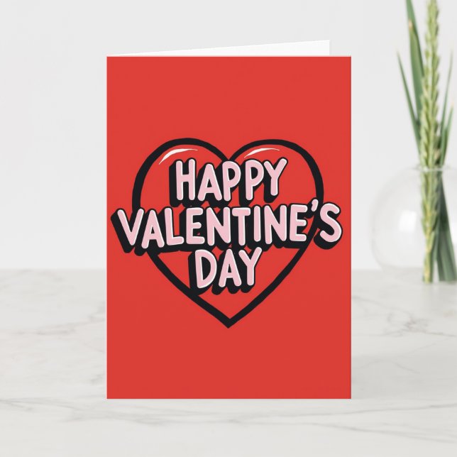 Simple Happy Valentines Day Heart Card (Front)