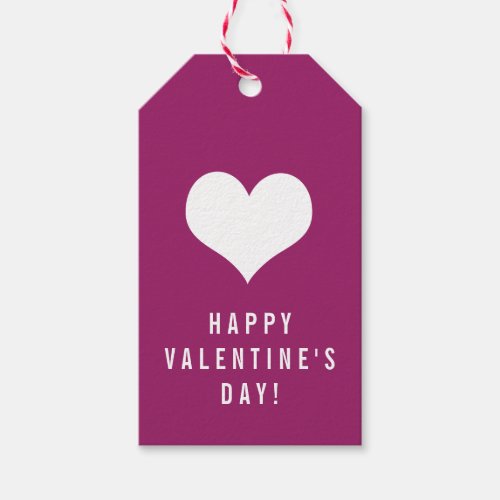 Simple Happy Valentines Day Magenta with Heart Gift Tags