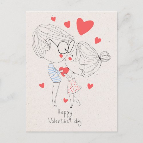 Simple Happy Valentines Day Postcard