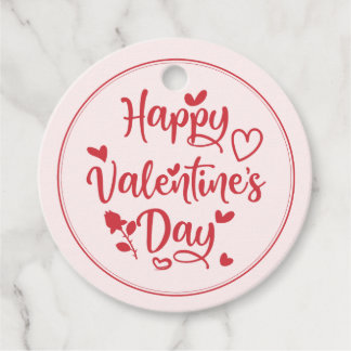 Simple Happy Valentine's Day Red Heart gift Favor Tags
