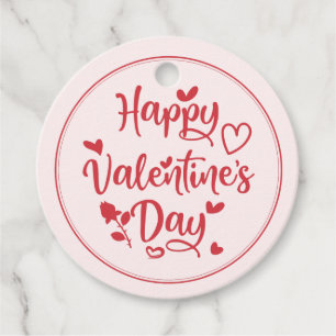 Simple Happy Valentine's Day Red Heart gift Favor Tags