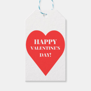 Simple Happy Valentine's Day Red Heart on white Gift Tags