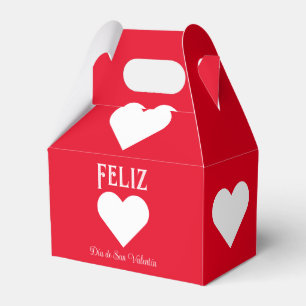 Simple Happy Valentine's Day Spanish White Favor Boxes