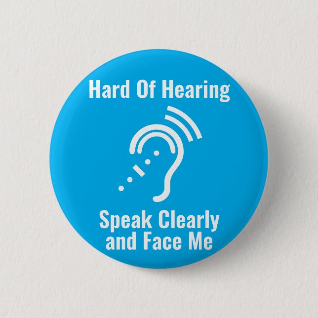 Simple Hard Of Hearing Blue Button (Front)