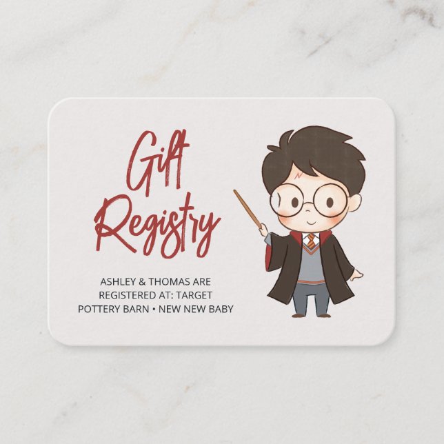 Simple Harry Potter Baby Shower Enclosure Card (Front)