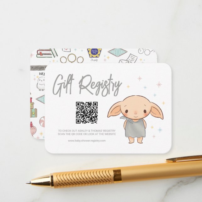 Simple Harry Potter Baby Shower Enclosure Card (Front/Back In Situ)