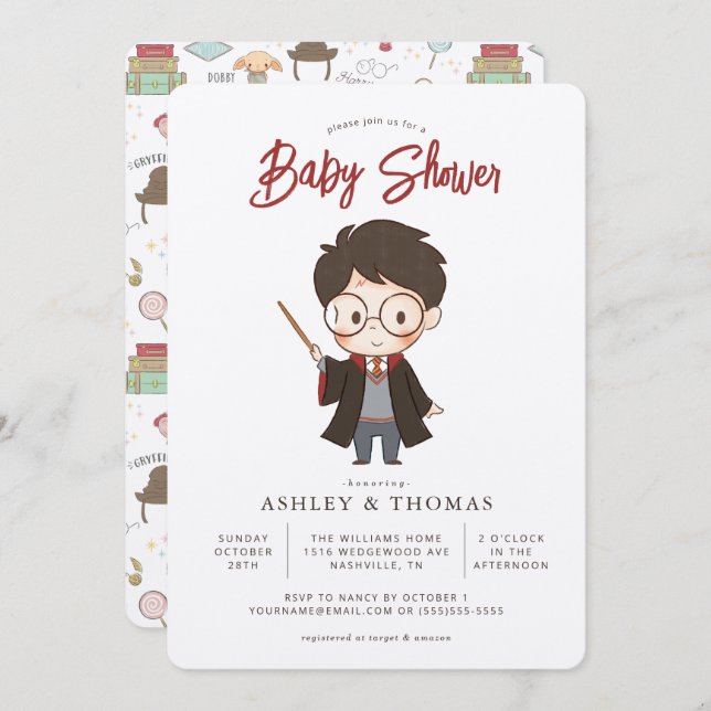 Simple Harry Potter Baby Shower Invitation (Front/Back)