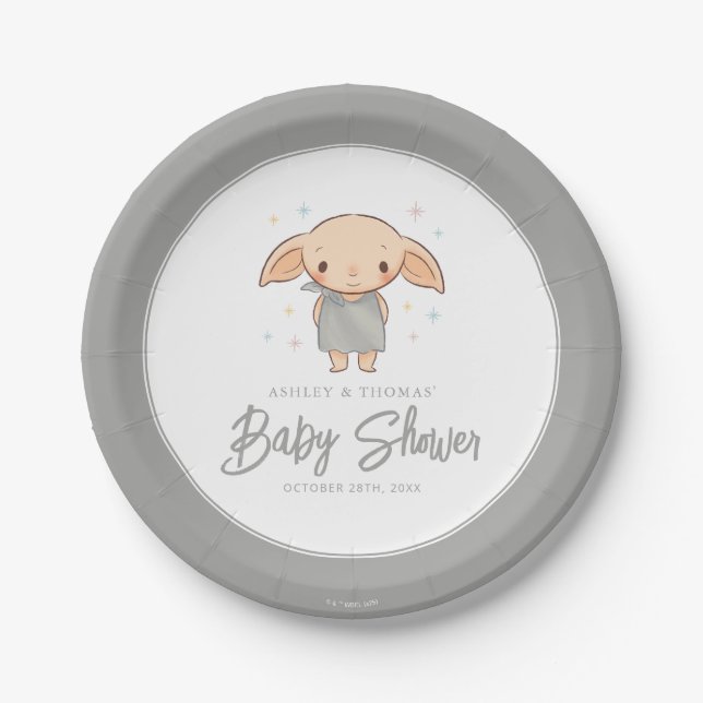 Simple Harry Potter - Dobby Baby Shower Paper Plates (Front)