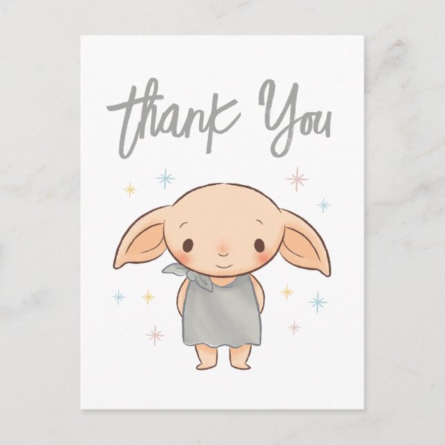Simple Harry Potter - Dobby Baby Shower Thank You Postcard (Front)