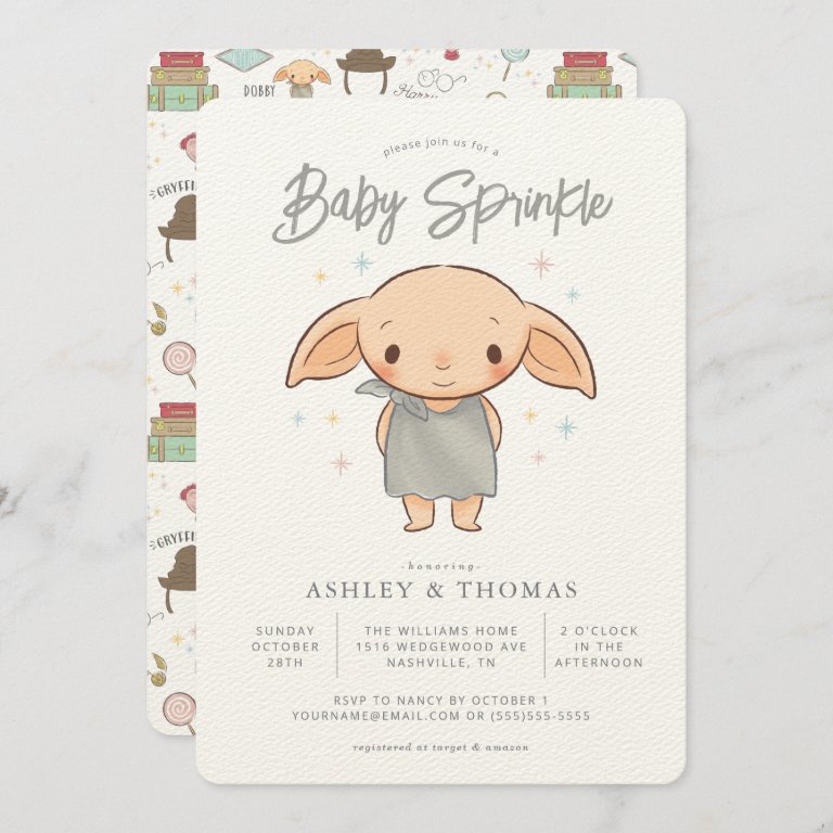 Simple Harry Potter - Dobby Baby Sprinkle Invitation