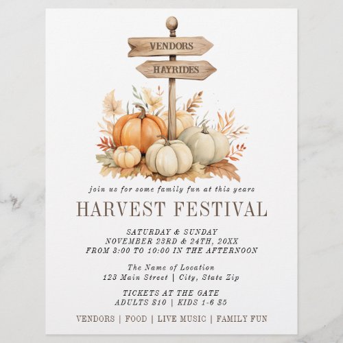 Simple Harvest Festival Pumpkin Flyer