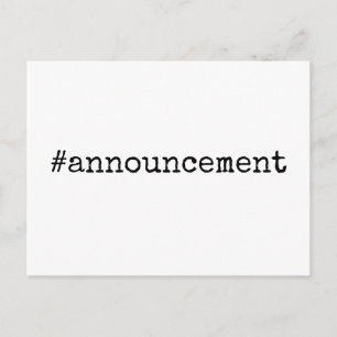 Simple Hashtag Announcement Postponed Wedding Postcard