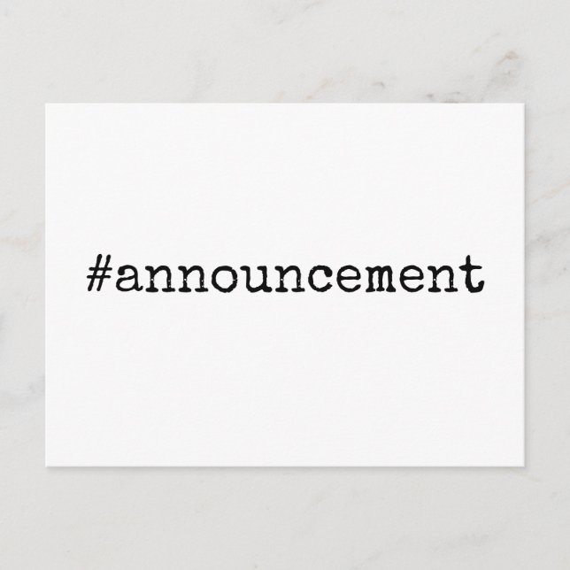 Simple Hashtag Announcement Postponed Wedding Postcard (Front)