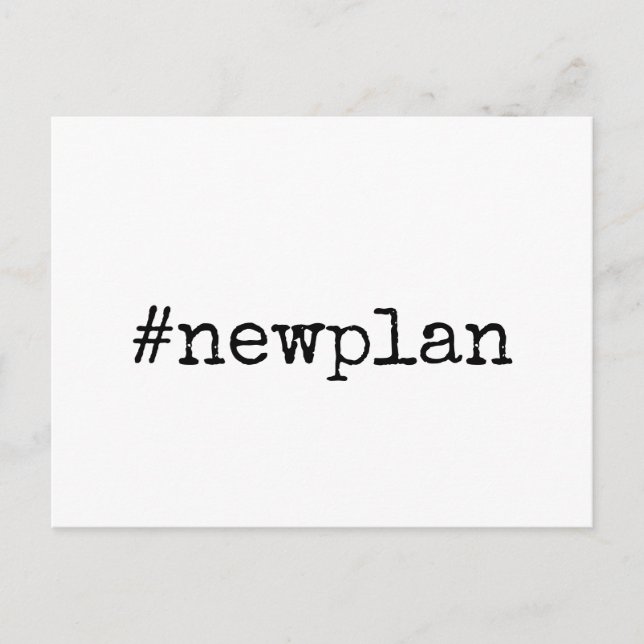 Simple Hashtag New Plan Postponed Wedding Postcard (Front)