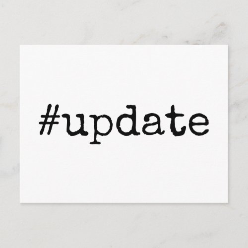 Simple Hashtag Update Postponed Wedding Postcard