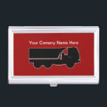 Simple Hauling Dumpster Business Card Case<br><div class="desc">Cool trash hauling business card holder with image of a dump truck silhouette and text you can replace with your company name or name. Designed for any business involved in garbage,  trash,  or junk hauling and removal.</div>