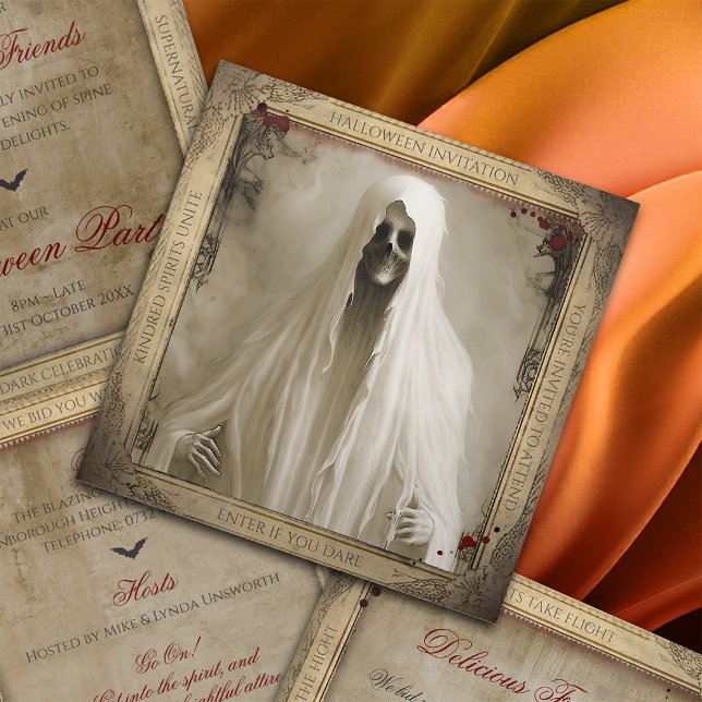 Simple Haunted Creepy Ghost Halloween Tri-Fold Invitation (Creator Uploaded)