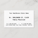 [ Thumbnail: Simple Health Care Professional Business Card ]