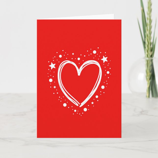 Simple Heart And Stars Card (Front)