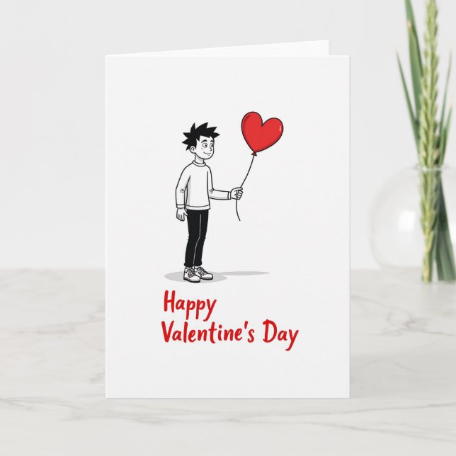 Simple Heart Balloon Love Card (Front)