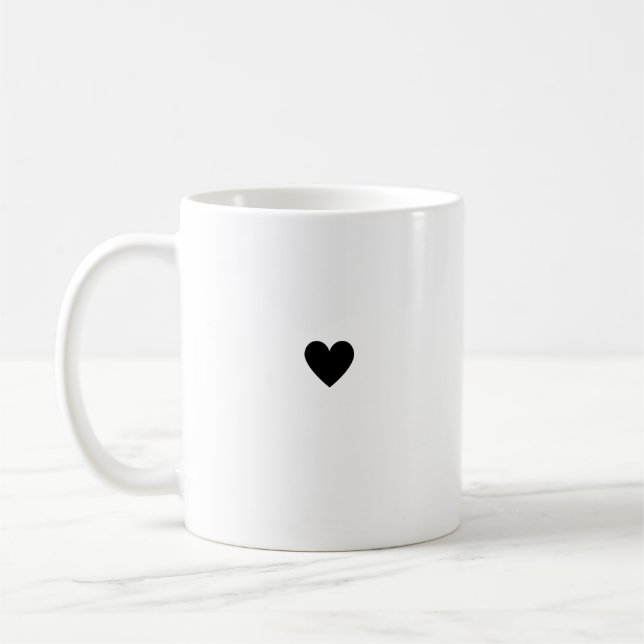 Simple Heart Black White Modern Minimalist Chic Coffee Mug (Left)