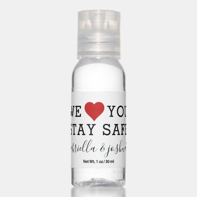 Simple Heart Black White We Love You Hand Sanitizer (Front)