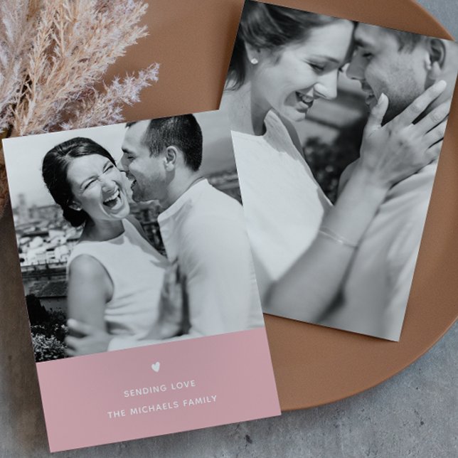 Simple Heart Blush Valentine Greeting Holiday Card (Creator Uploaded)