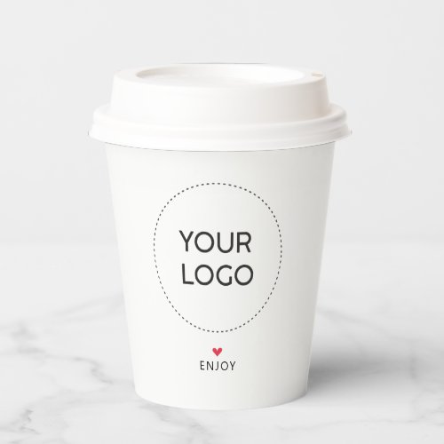 Simple Heart Business Logo QR code Custom Paper Cu Paper Cups