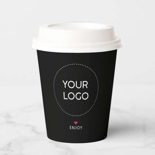 Simple Heart Business Logo QR code Custom Paper Cu Paper Cups